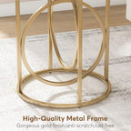 LITTLE TREE 20” Round End Table，Modern Sofa Side Table with Gold O-Shaped Base, Faux Marble White Cocktail Table Accent Table Nightstand for Living Room Bedroom