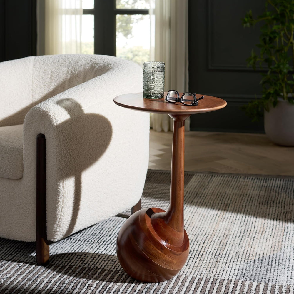 SAFAVIEH Home Collection - Irachi Solid Wood Accent Table with Sculptural Rou...