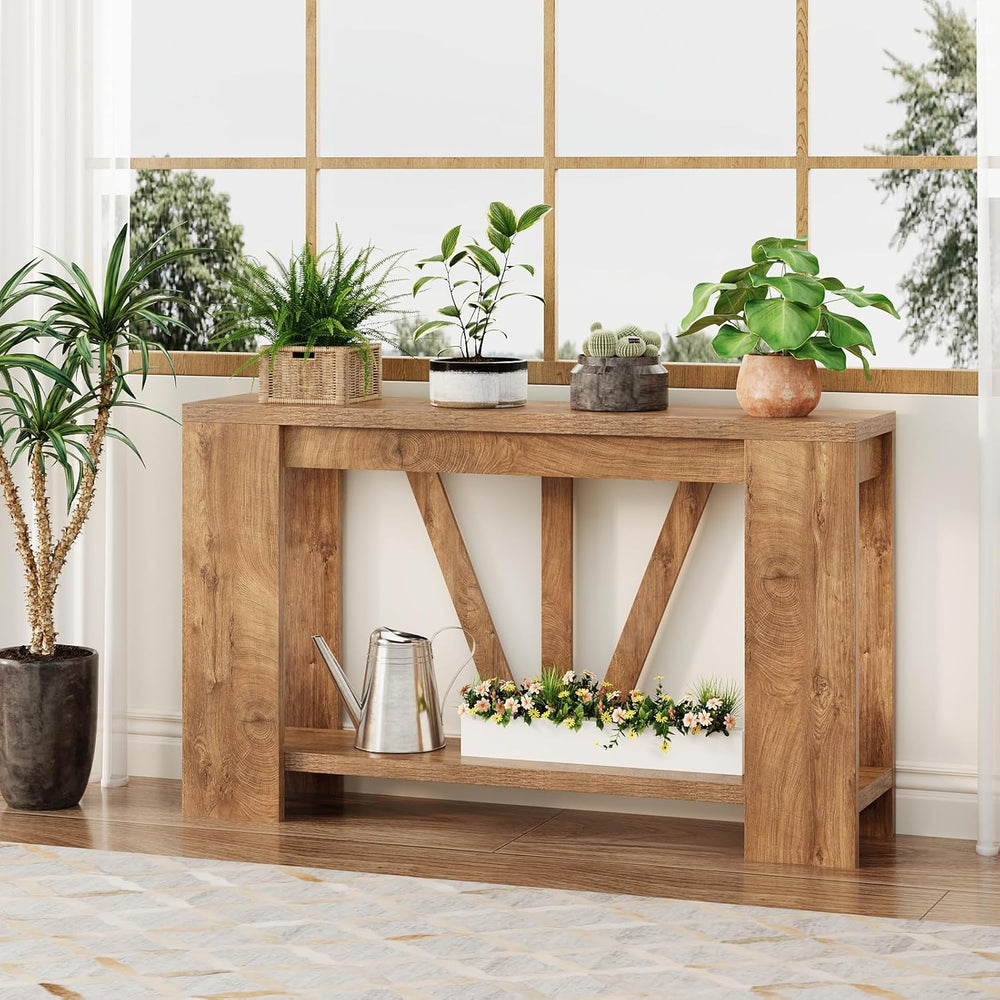 Tohomeor Console Table for Entryway, 47 Inches Narrow Sofa Table Behind The C...