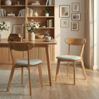 100% Solid Wood Dining Chairs,Mid Century Modern Dining Chairs with Upholstered Cushion,Kitchen,Dining Room Chairs Set of 2 (2, Original Color White Upholstery)