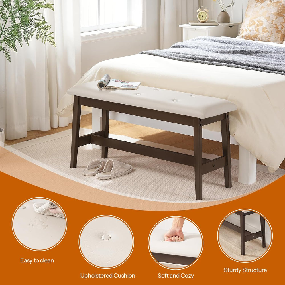 HOOBRO Dining Bench, Bamboo Dining Room Bench with PU Leather Upholstered Sea...