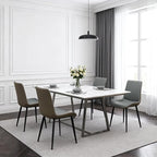 Dining Chairs, Modern PU Leather Dining Room Chair with Sturdy Metal Legs, Upholstered Seat Dinner Chairs Accent Side Chairs for Indoor Kitchen Living Room (Light Grey & Dark Grey, Set of 8)
