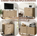 Fluted Buffet Cabinet Accent with Doors & Drawer 31" Oak | Anti-tipping Design, Scratch & Water-resistant, Pre-drilled Easy Assembly Versatile for Kitchen, Entryway & Living Room