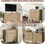Fluted Buffet Cabinet Accent with Doors & Drawer 31" Oak | Anti-tipping Design, Scratch & Water-resistant, Pre-drilled Easy Assembly Versatile for Kitchen, Entryway & Living Room