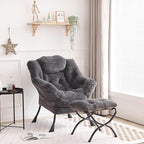 Tiita Lazy Chair with Ottoman, Modern Large Accent Lounge Chair, Leisure Sofa Armchair with Ottoman, Reading Chair with Footrest for Bedroom, Living Room, Dorm Rooms, Garden and Courtyard