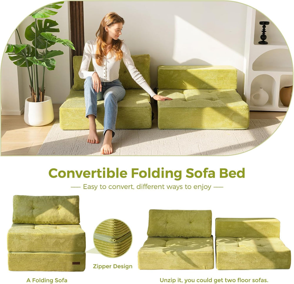 MAXYOYO Folding Sofa Bed, Convertible Chair Bed with Pillow