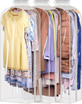 Sleeping Lamb 10" Gussetes Clear Garment Bags for Hanging Clothes Storage 50" Dress Bags for Closet Storage Coat Cover for Suits, Sweater, Jacket(3 Packs)