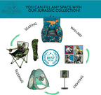 Idea Nuova Jurassic World Dinosaur Bean Bag Chair,Blue 18” x 18” Nylon Chair with Piping and Top Carry Handle, Lightweight & Portable Seating for Kids Room