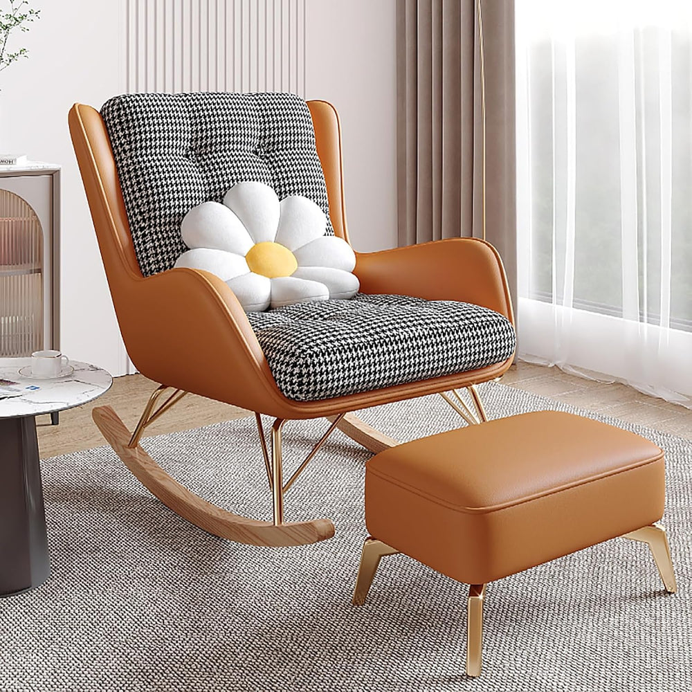 Oversized Rocking Chair with Cushion, Modern Accent Rocking Chair with PU and...
