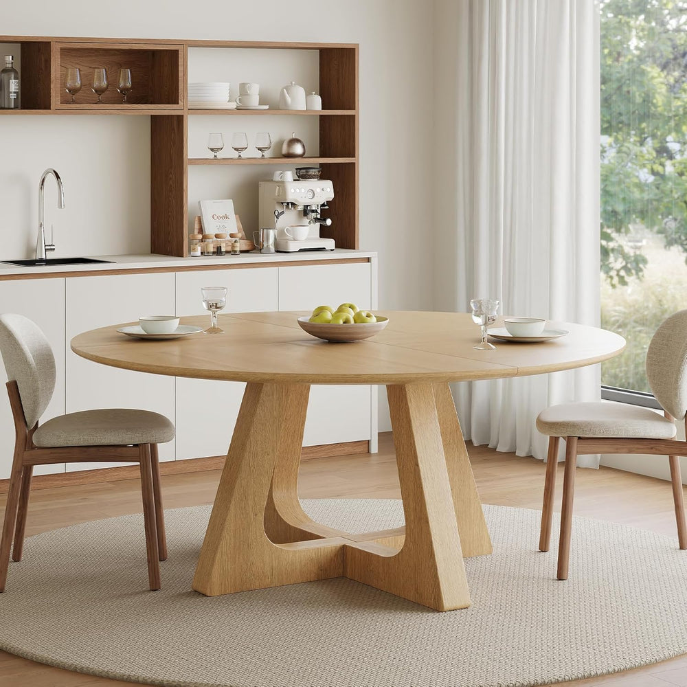 55.25" Round Dining Table for 4-6 People, Farmhouse Circle Kitchen Table...