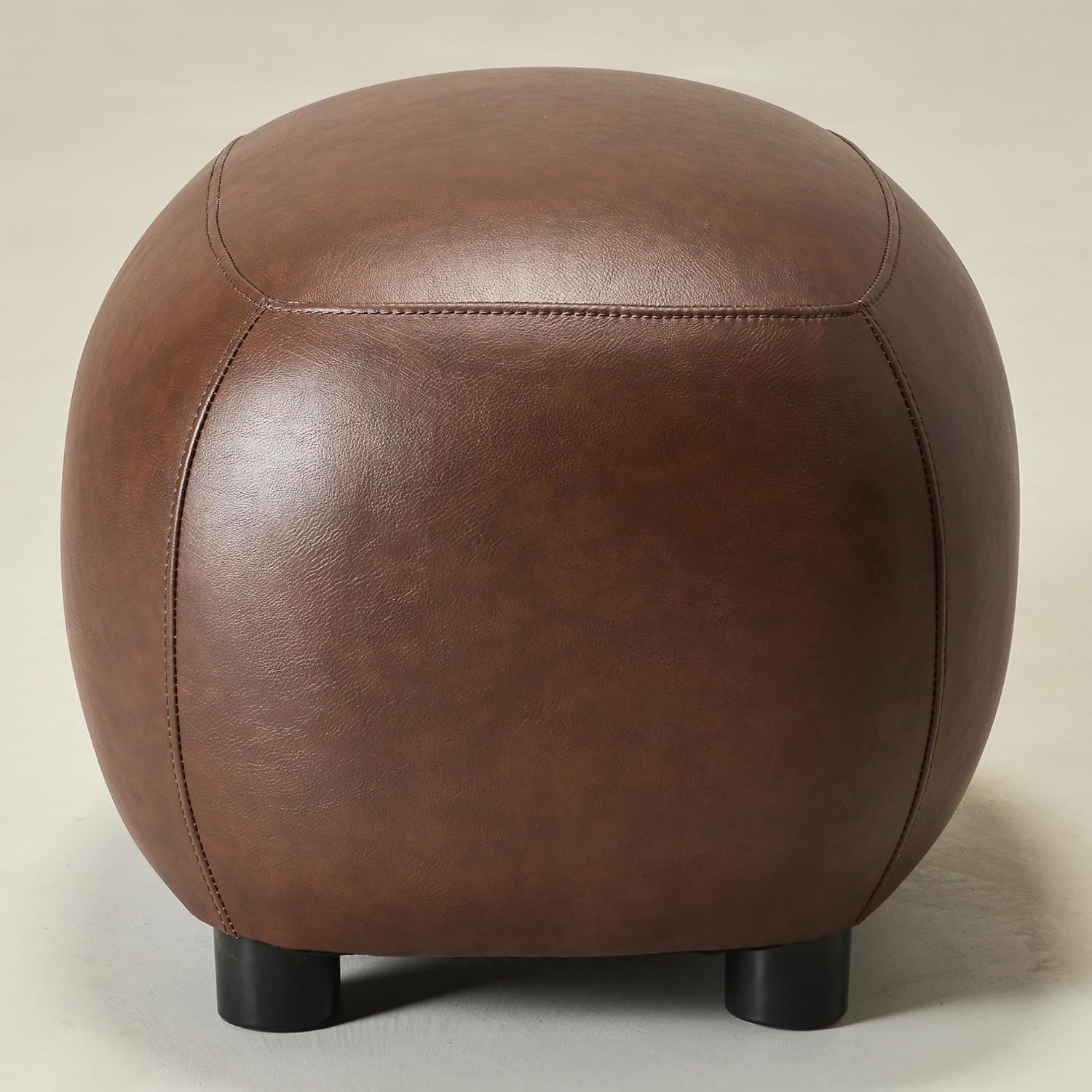 KINWELL 23" Wide Faux Leather Upholstered Ottoman, Mid-Century Modern Living Room Footrest with Soft Padded Seat, Footstool for Bedroom, Entryway or Living Room, Dark Brown