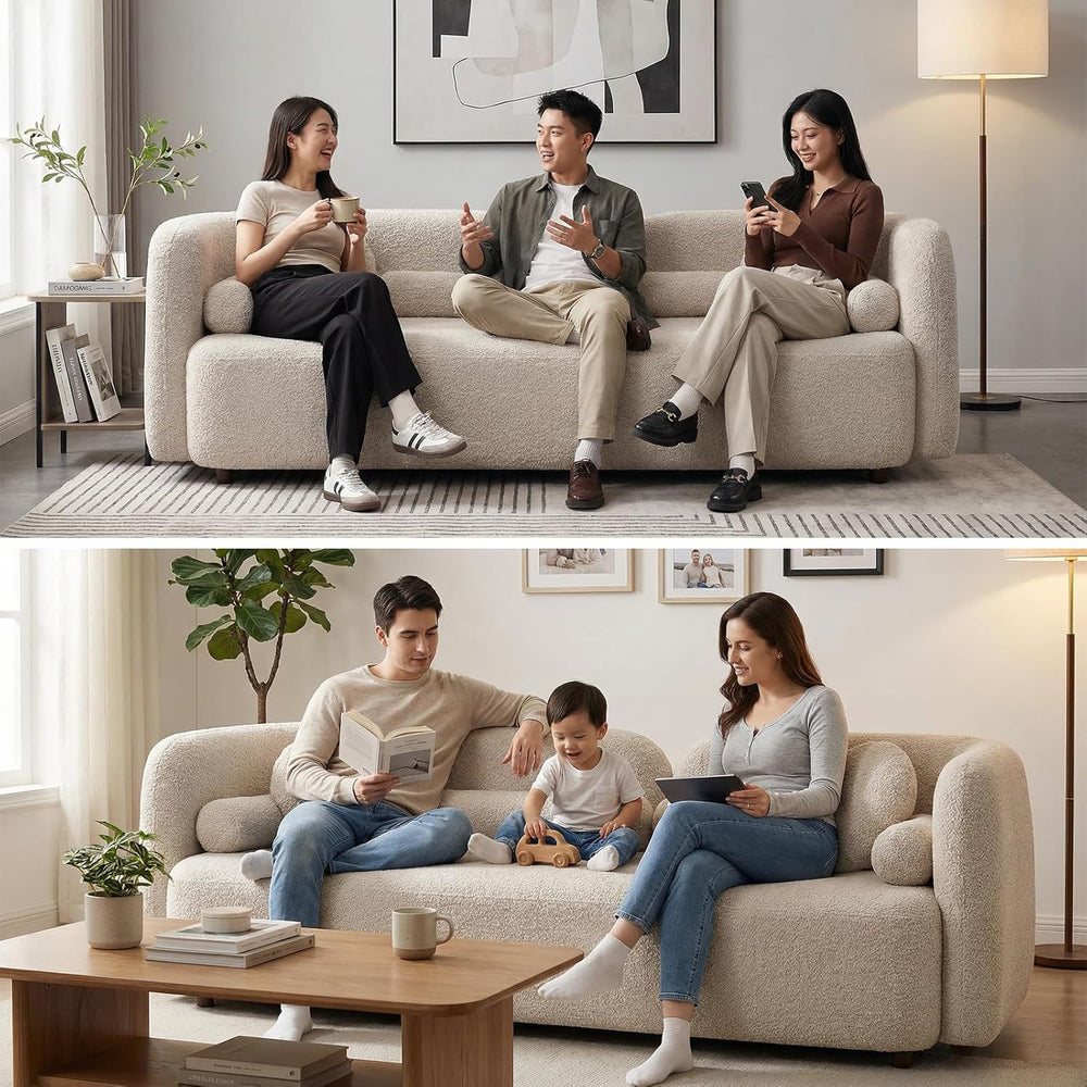 69" Compact Curved Sofa for Small Spaces & Apartments, Japandi Style...