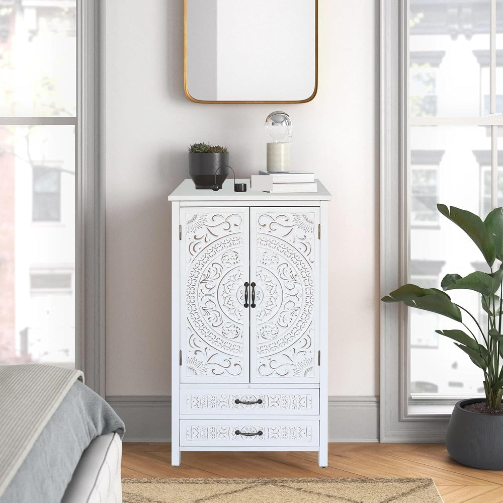 Modern White Storage Cabinet, Rustic Sideboard Pantry Cabinet, for Home Decor...