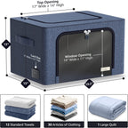 Sorbus Storage Bins with Metal Frame - Stackable & Foldable Clothes Organizer Bags - Oxford Fabric Storage Containers with Large Clear Window & Carry Handles Organization for Bedding Linen & Clothing
