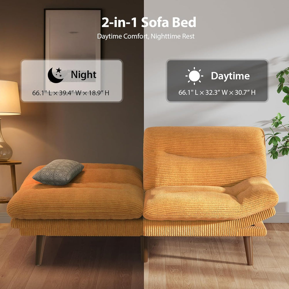 Pipishell Futon Sofa Bed, Modern 66" Futon Couch Convertible to Bed &amp...