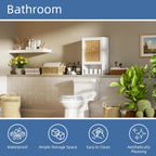 HITNET Medicine Cabinet, Rattan Bathroom Wall Cabinet Over Toilet, Bamboo Space Saver Storage Organizer with Door and Shelf for Living Room, Kitchen, Entryway, White