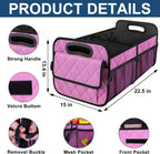 Deosk Car Trunk Organizer for SUV, Car Organizers and Storage with 6 Pocket, Car Accessories for Women/Men 70L Waterproof Polyester Trunk Organizer(Large, Pink)