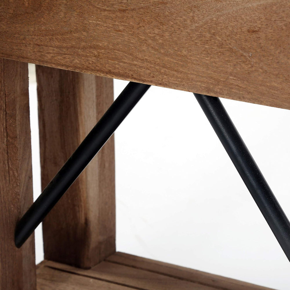 Millwork End Table with Steel Top – Rustic Industrial Narrow Side Table with ...