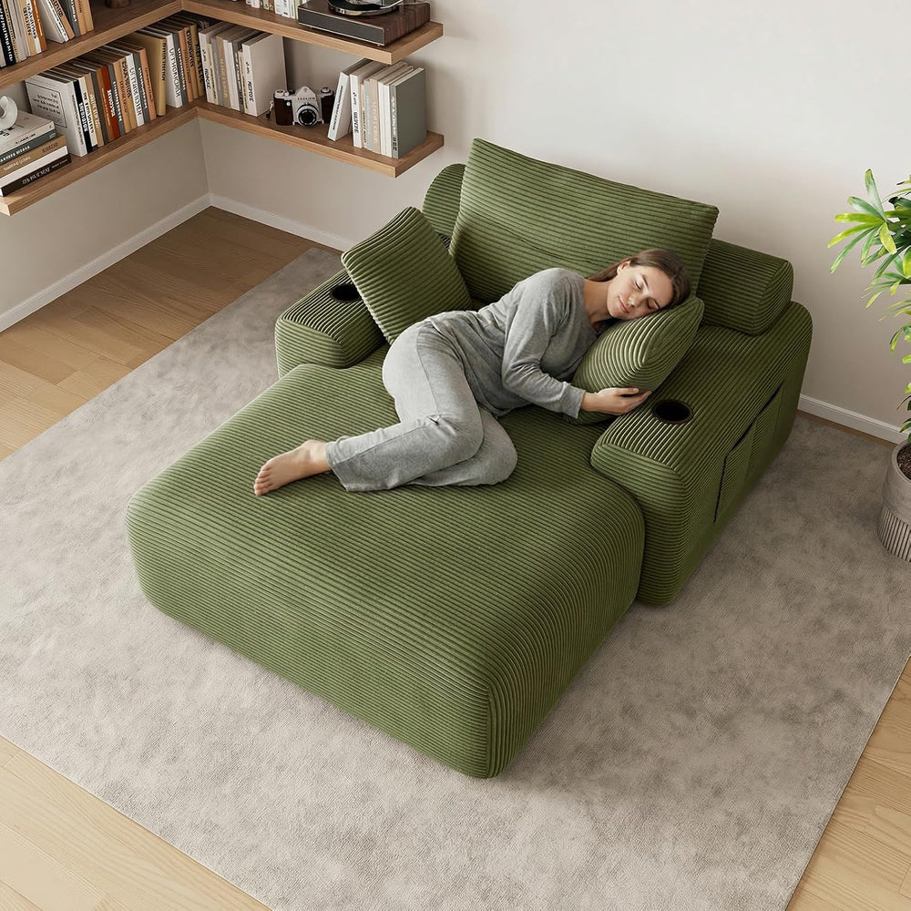 69” Floor Chaise Lounge Chair Indoor, Oversized Chaise Lounge Reading Chairs ...