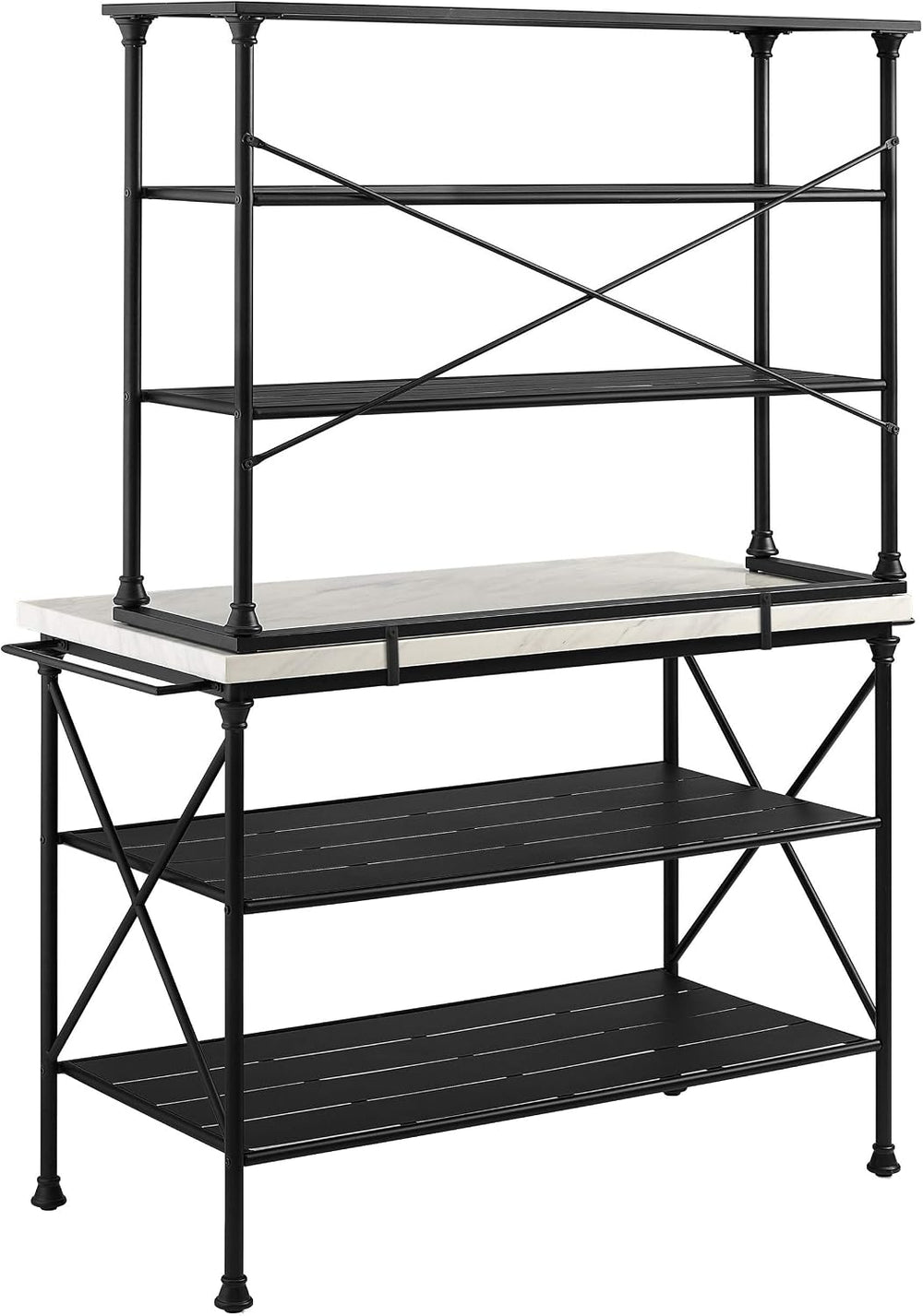 Crosley Furniture Madeleine Kitchen Island and Hutch with Shelves for Storage...