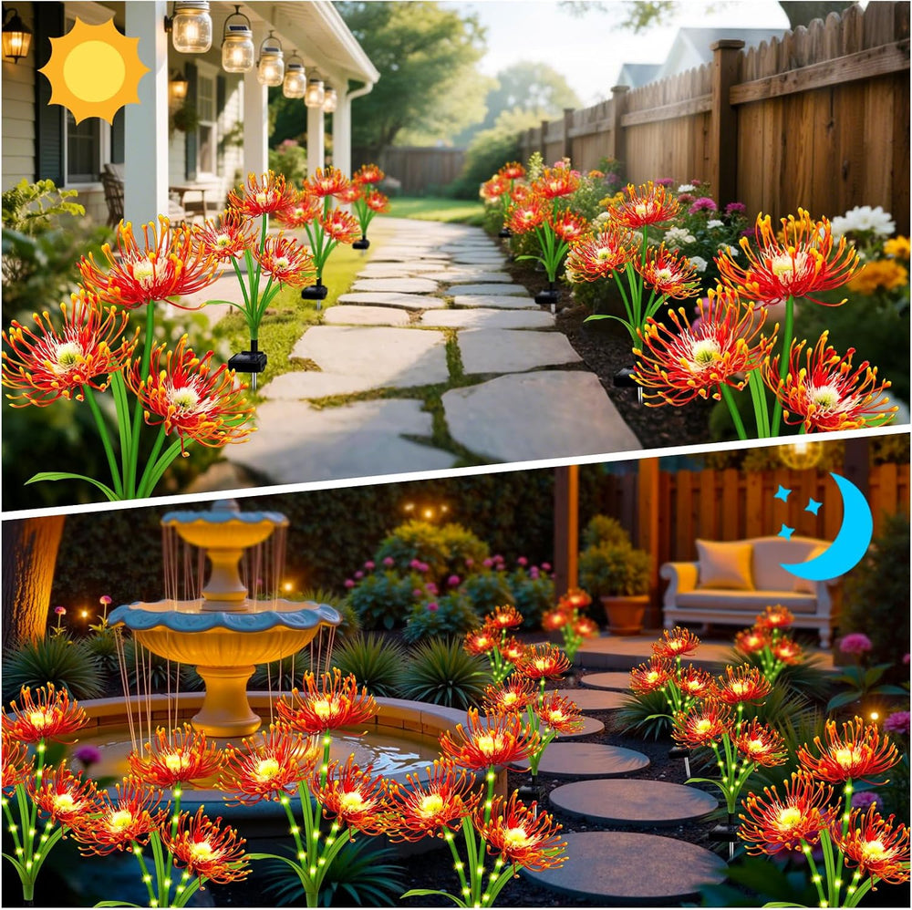 Solar Garden Flower Lights Outdoor,Fall Decor with Glowing Stems