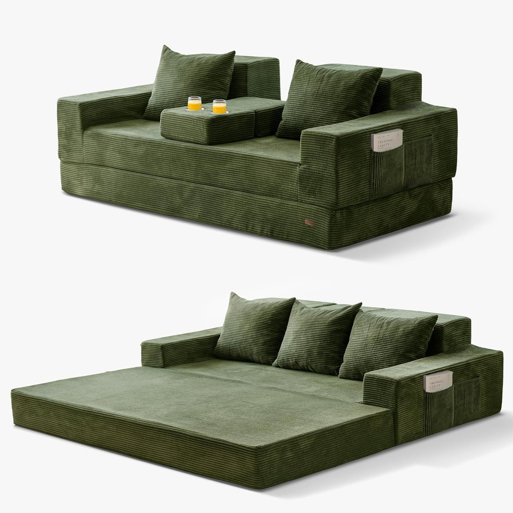 MAXYOYO Convertible Sofa Bed, 80" Oversized Loveseat Couch 4 in 1 Foldab...