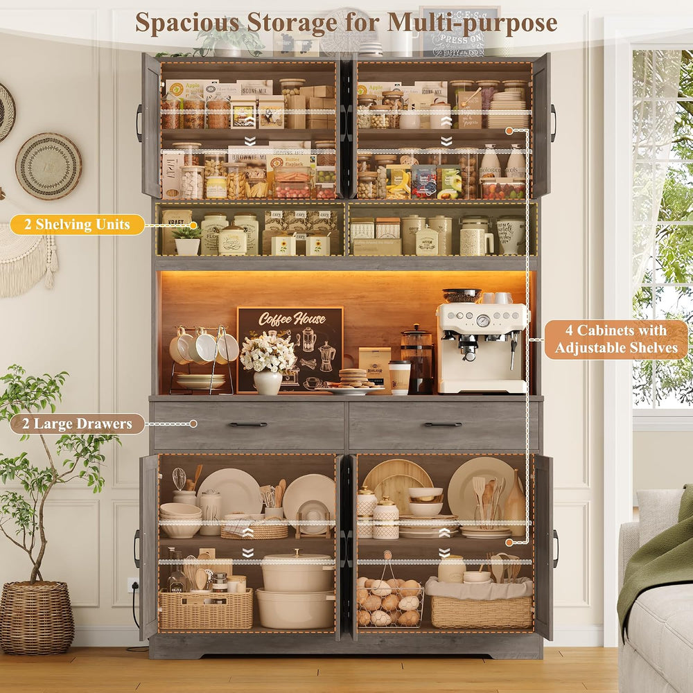 HOSTACK Modern Farmhouse Pantry Cabinet, 75" Tall Kitchen Pantry Storage...