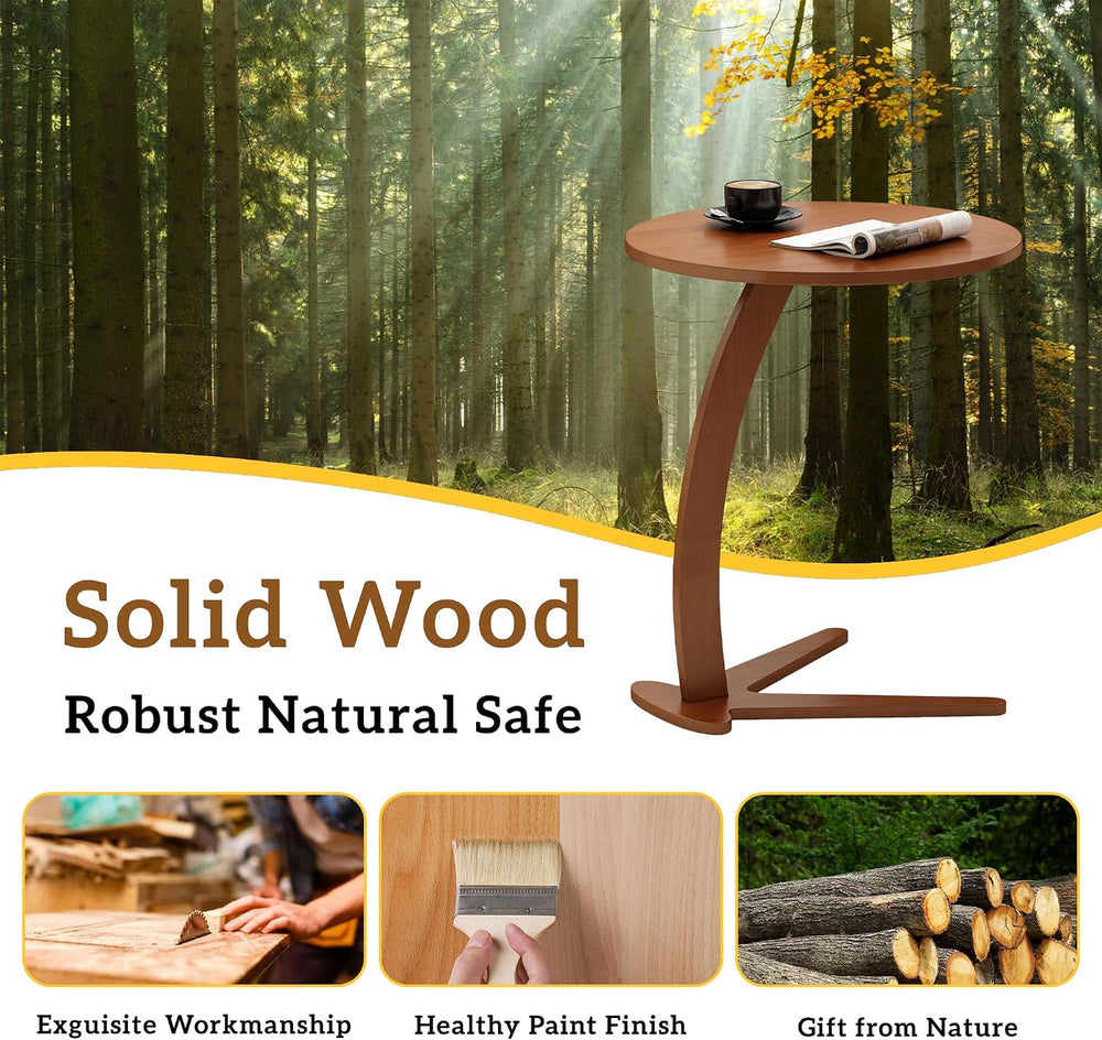 17 '' Couch Tables that Slide Under, C Shaped End Table, (Large)