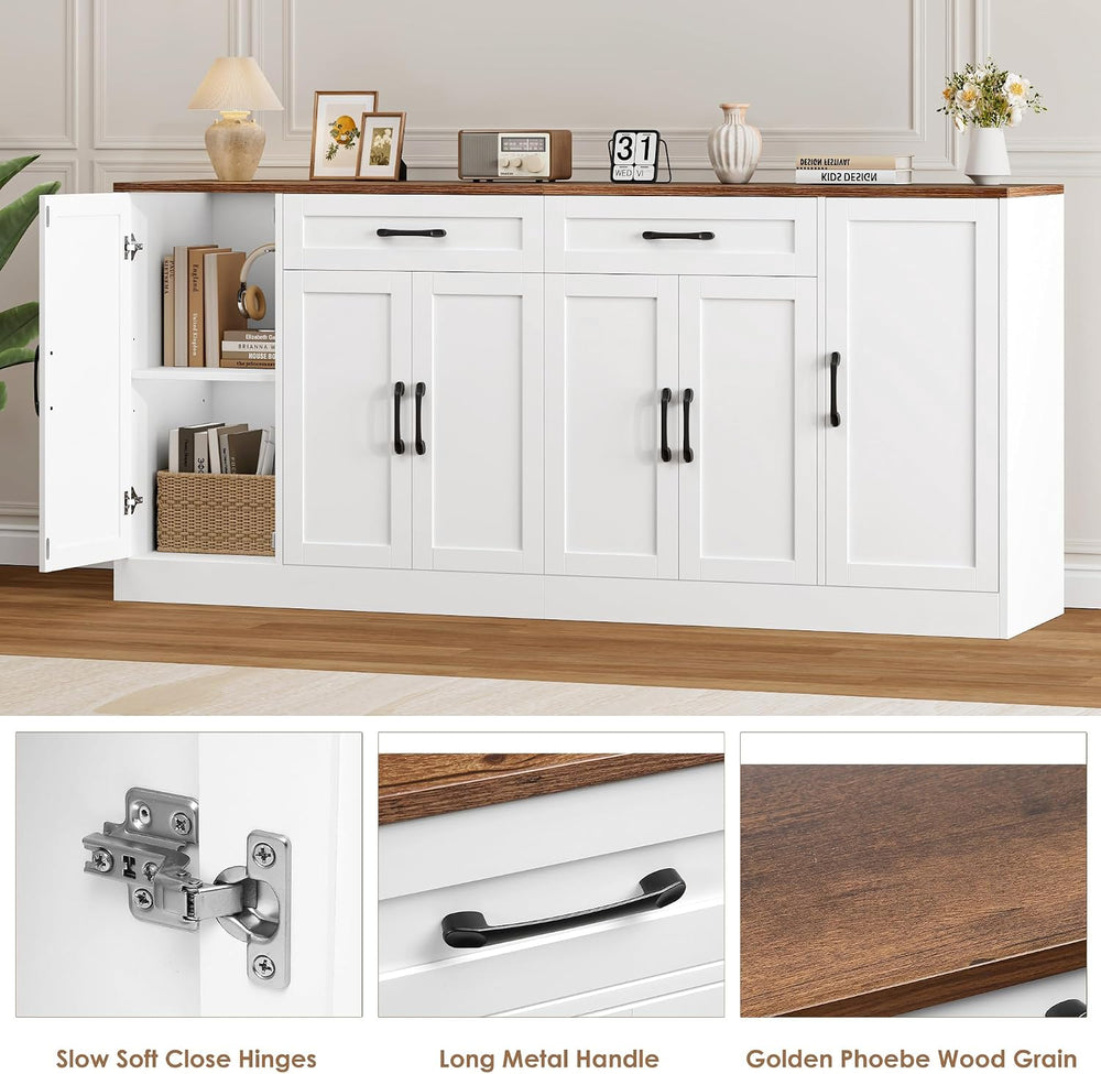 BOTLOG 71” Large Buffet Cabinet with Storage, Sideboard Buffet Cabinet with A...