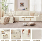 135" Cloud Sectional Couch with L-Shape Chaise, Modern Modular Comfy Sofa with Deep Seat, Upholstered Corduroy Couches Sleeper Chaise Longue for Living Room Bedroom, No Assembly Required, White