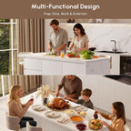 homary Kitchen Island with Storage & Wine Rack, 72" Modern White Kitchen Cabinet with Sintered Stone Top, Large Fixed Island with 3 Drawers & 6 Adjustable Shelves, Without Bar Stools