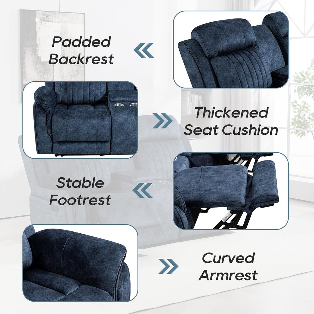 Power Zero Gravity Reclining Loveseat with Adjustable Headrest, Double Reclin...
