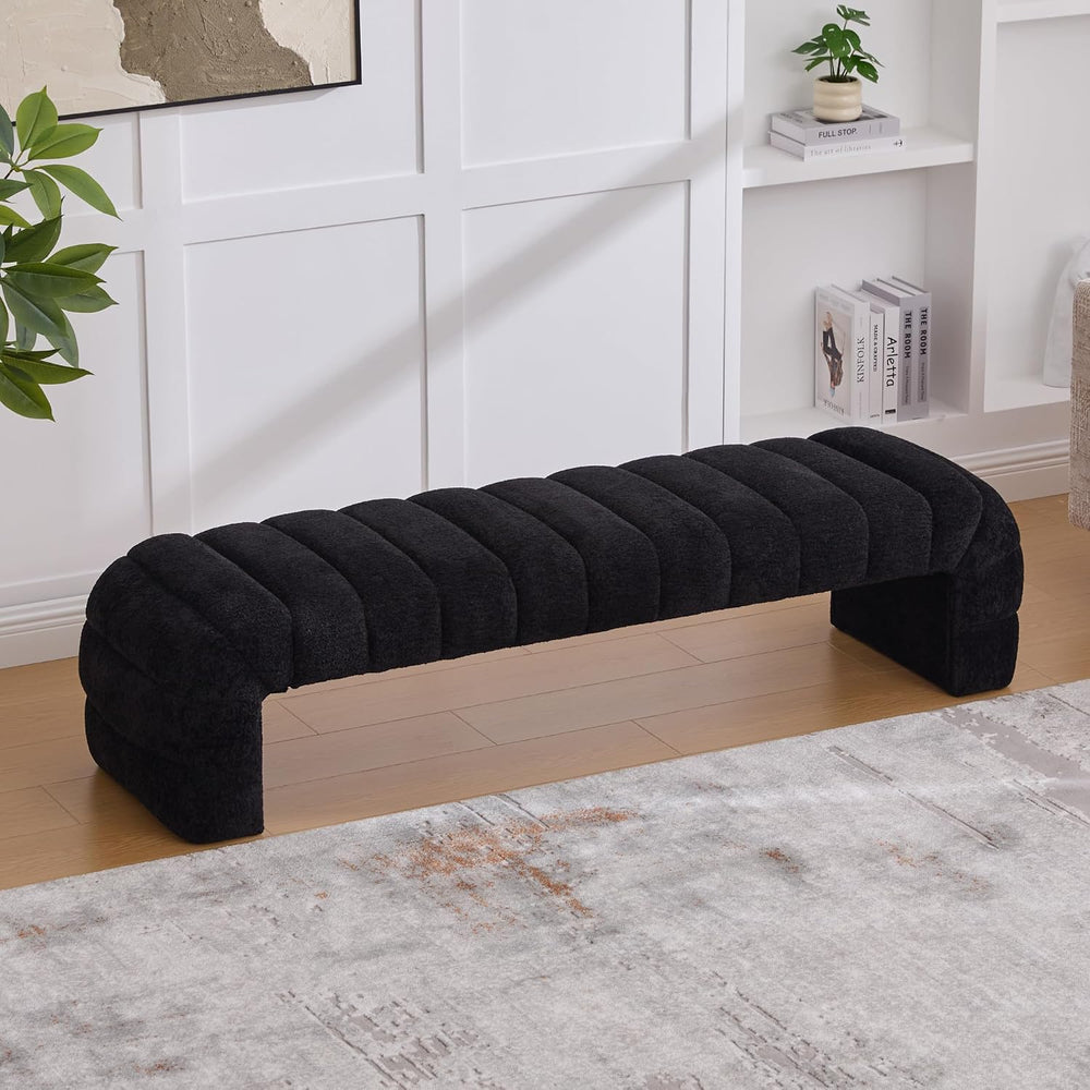 Shoe Bench for Entryway, 69.7''W Modern End of Bed Bench Long Ottoman...