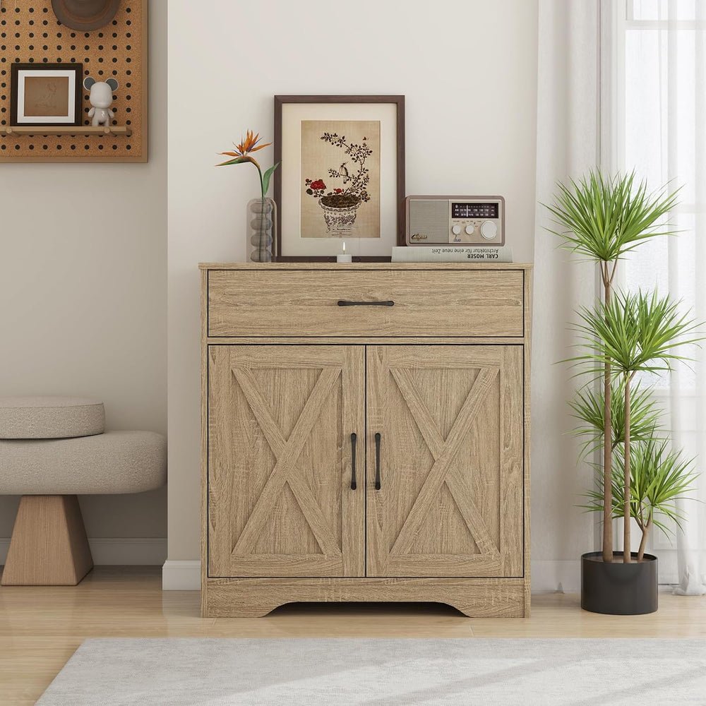 Panana Wooden Cabinet 1 Drawer and 2 Doors Storage Cupboard Coffee Bar Sidebo...
