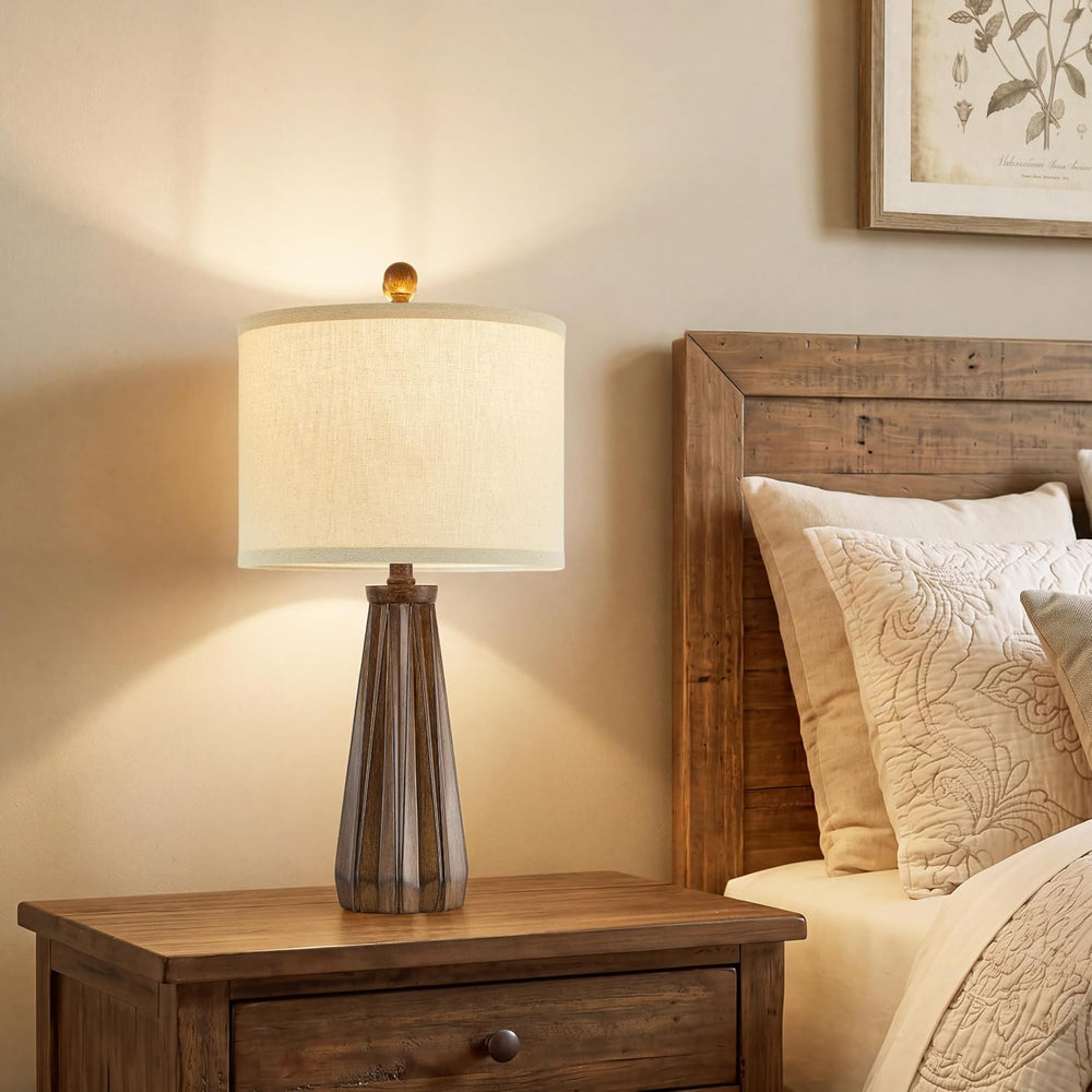 23.5" Table Lamps Set of 2, Farmhouse Vintage Brown Lamps with Bulb
