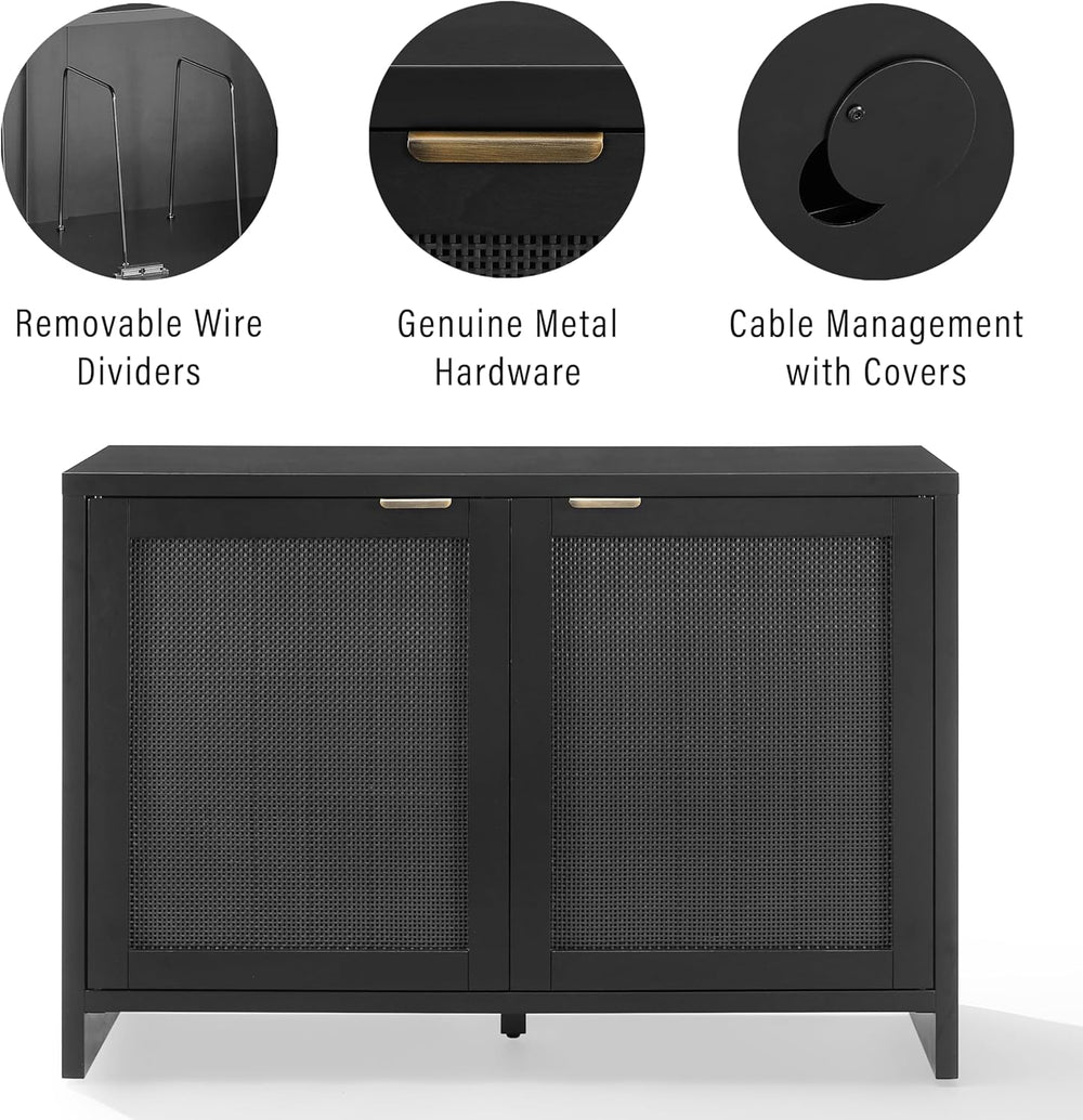 Crosley Furniture Kenji Media Console, Record Player Stand with Vinyl Storage...