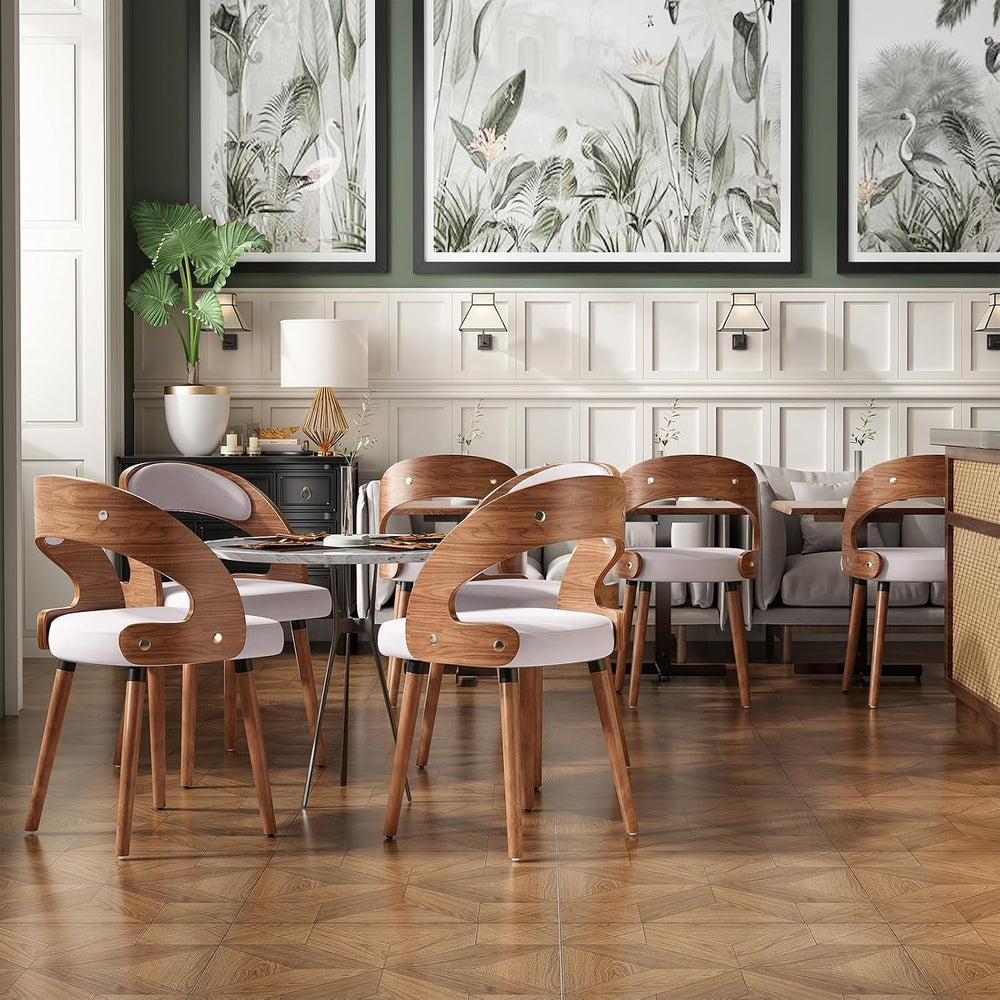 Farini Wood Dining Chairs, Set of 4 Modern Upholstered Dining Chairs with Cur...