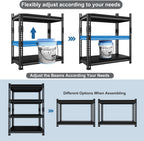 40" W Garage Shelving Heavy Duty，1800LBS Loads Metal Shelving Units and Storage,4-Tier Garage Storage Shelves Heavy Duty, Industrial Utility Shelves,40”W x 16”D x 72”H(Black)