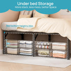 Vtopmart 4 Pack Large Clear Stackable Storage Drawers 27QT, Easily Assemble Plastic Closet Storage Bins, Dust-Proof UnderBed Organizer for Clothing, Sweater Organization