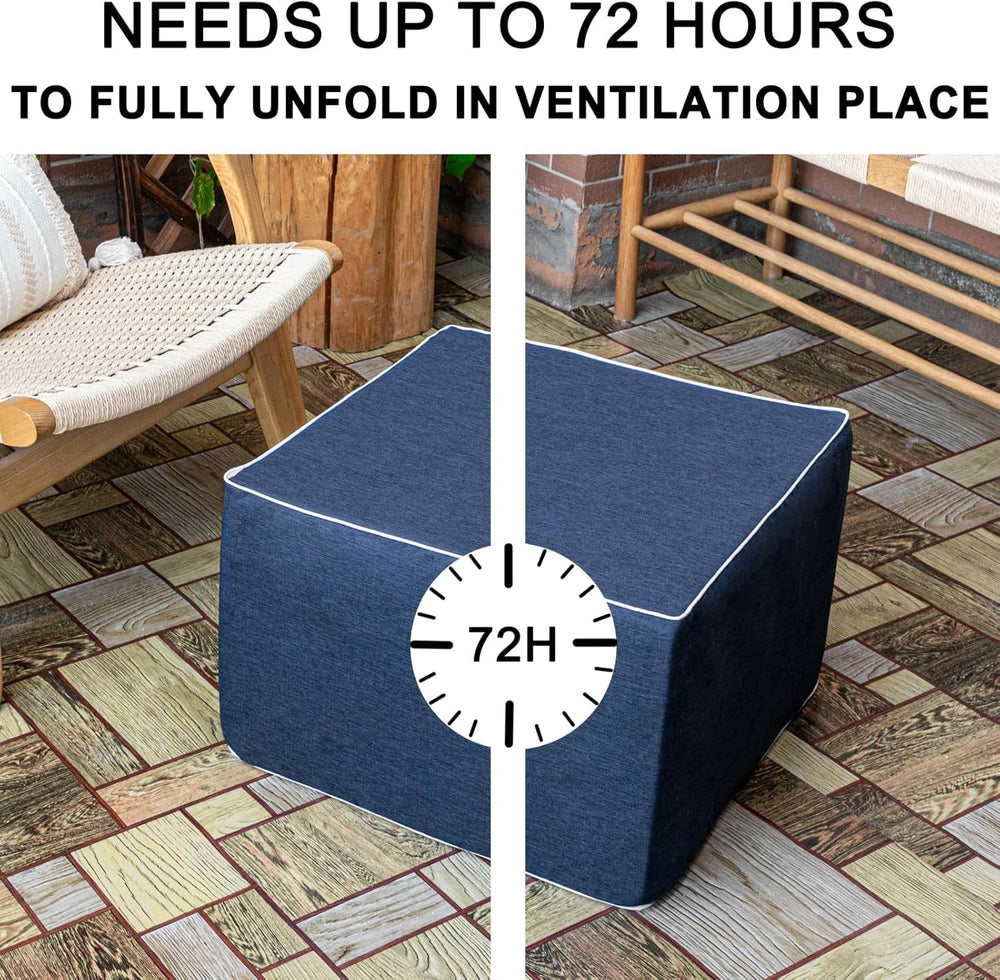 20x14 In Outdoor Square Ottoman – Lightweight Patio Ottoman Footrest with Hig...