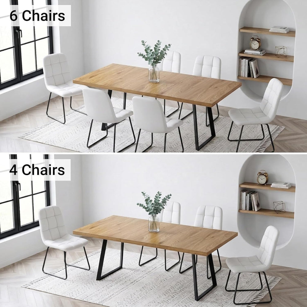 ZckyCine Extendable Dining Table Set 47"-63", Rustic Wood Table wit...