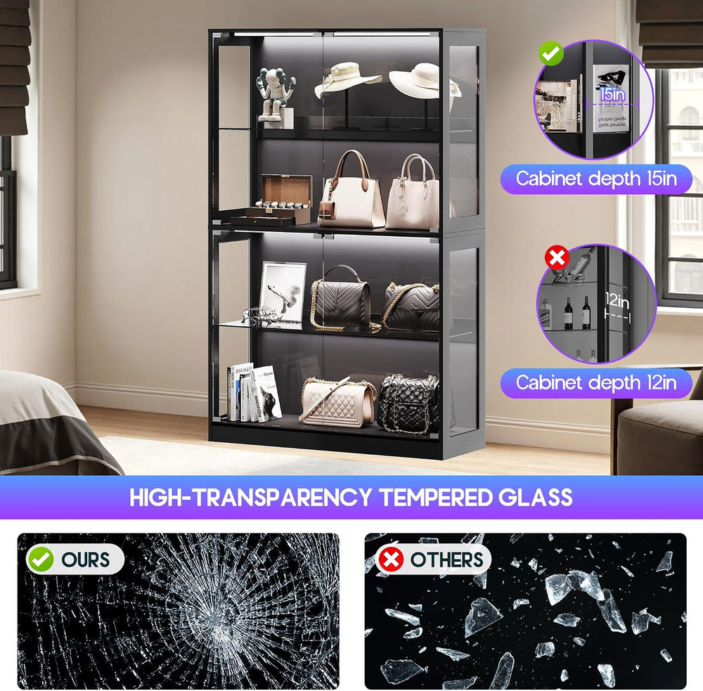 AMERLIFE 45-Inch RGB Display Cabinet with Glass Doors | 70 H x 45 W x 16 D In...
