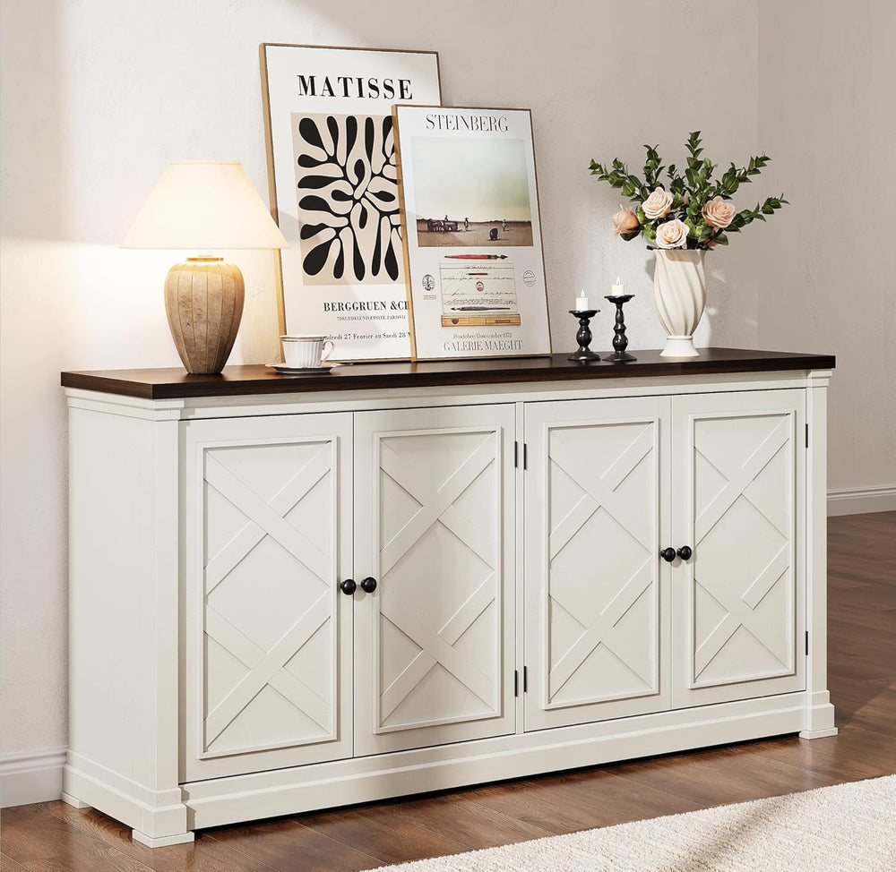 ONBRILL 63 Inches Buffet Cabinet with Storage, Large Sideboard Cabinet with 4...