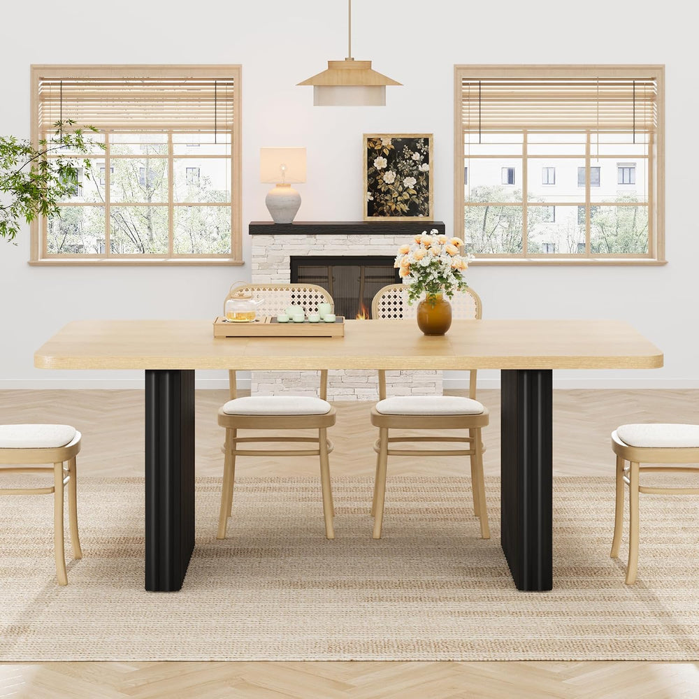 Garvee Modern Dining Table for 6-8, 71" Rectangular Farmhouse Kitchen Ta...