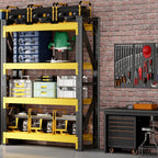 48" W Garage Shelving,4-Tier Heavy Duty Storage Shelves Unit with Adjustable Metal Shelf for Warehouse,Basement,Workshop,4000LBS,48" W x 20" D x 79" H,Black&Yellow