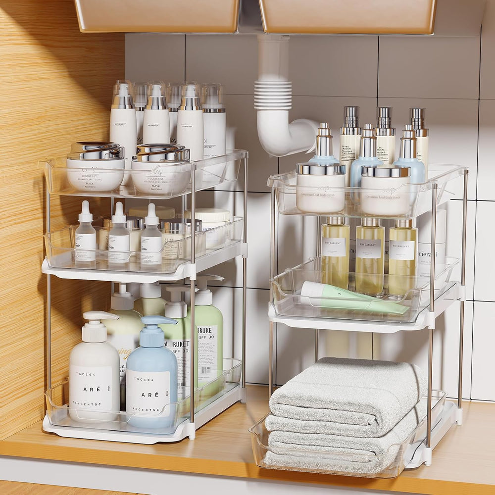 Delamu 2 Sets of 3-Tier Bathroom Under Sink Organizers and Storage, Multi-Pur...