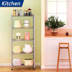 REGILLER 5-Wire Shelving Metal Storage Rack Adjustable Shelves,Standing Storage Shelf Units for Laundry Bathroom Kitchen Pantry Closet(Silver,11.8" D x 16.6" W x 53.5" H)