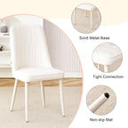 Ebullient 67" White Dining Table Set for 8, 9 Piece Kitchen Table & Chairs | Marble-Look Top, Ripple Pedestal Base, 8 Cream White Chairs; Easy 4-Screw Setup; Easy-Clean Surface for Family Dining at Home