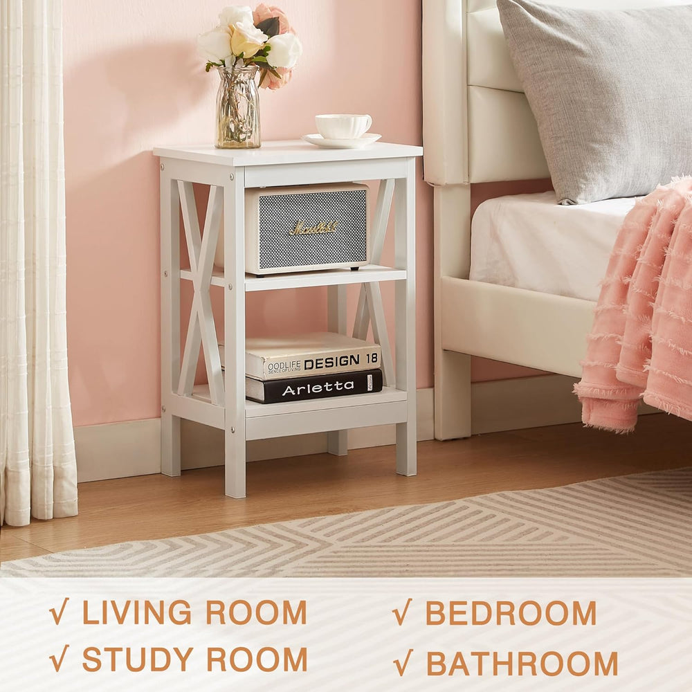 VECELO End Table Set of 2, Bedside Table, 24" Tall Living Room End Table...