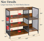 Large Record Player Stand Table with Vinyl Record Holder Up to 150PCS, AV Media Stand Stereo Cabinet Shelf Rack Tower with Storage, Sturdy, Adjustable Feet, Rustic, Large Capacity